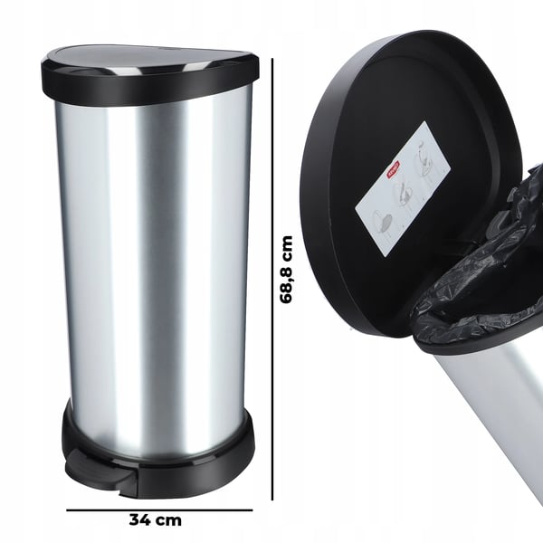 Affaldsspand - Skraldespand med pedal - 40 l - Metalliseret finish - Fremstillet i Polen