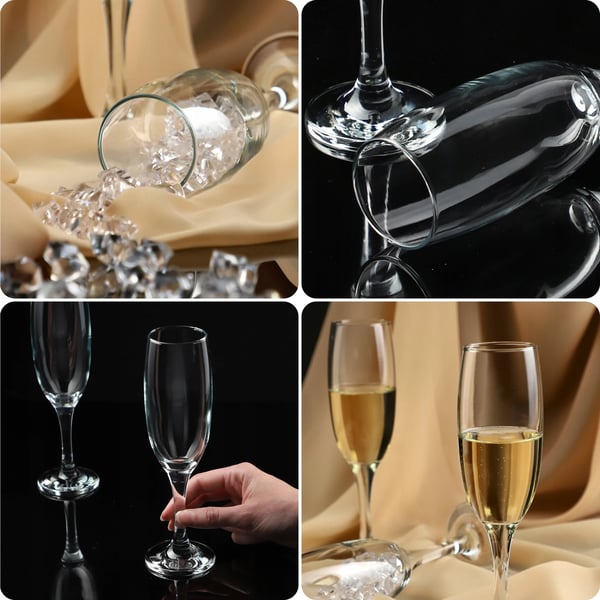 Champagneglas - Sæt 6 stk - 220 ml - Til mousserende vin