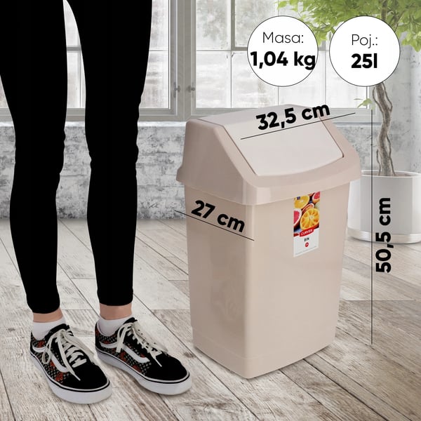 Skraldespand - Affaldsspand 25 L - Beige