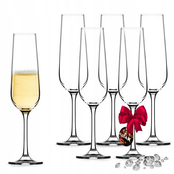Champagneglas - Sæt med 6 stk - 200 ml - FCM-certificerede - Fremstillet i Polen