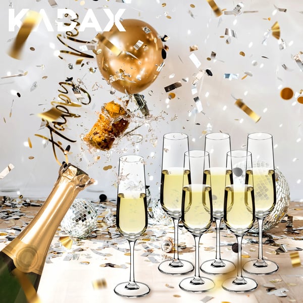Champagneglas - Sæt med 6 stk - 200 ml - FCM-certificerede - Fremstillet i Polen