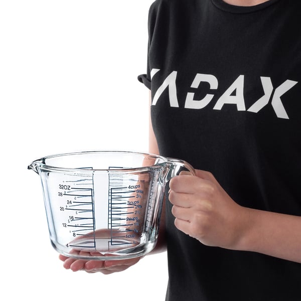 Målekande - Glas målebæger - 1 l (1000 ml) - Med måleskala - Til køkken og bagning
