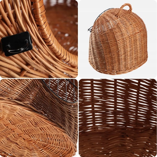 Kæledyrstransportkurv - Kurv - Flettet fiber - 42 cm - Knaplukning - Til kat og lille hund - Brun