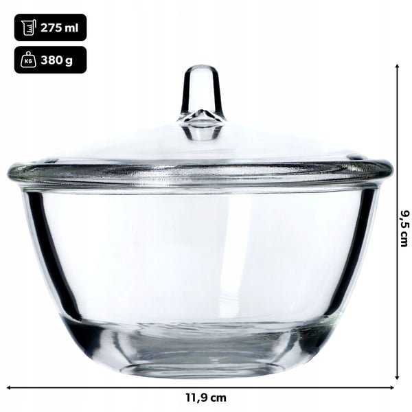 Glas sockerburk/godisburk - Burk med lock - Elegant design - CE/EU-certifierad