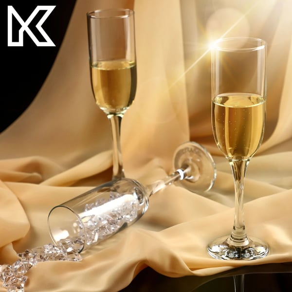 Champagneglas - Prosecco flute - Volumen 210 ml - Sæt med 6 - FCM-godkendt - Fremstillet i Polen