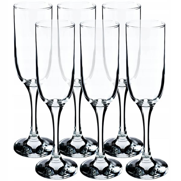 Champagneglas - Prosecco flute - Volumen 210 ml - Sæt med 6 - FCM-godkendt - Fremstillet i Polen