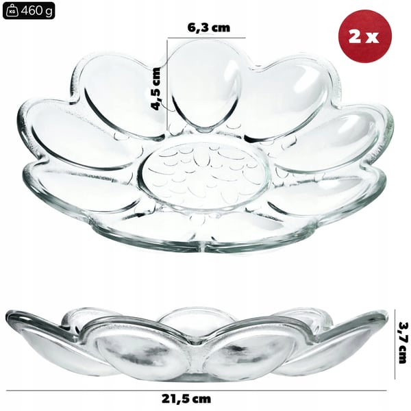 Äggfat/äggbricka - Serveringsfat - Glas - Rund - 2-pack - FCM-certifierad