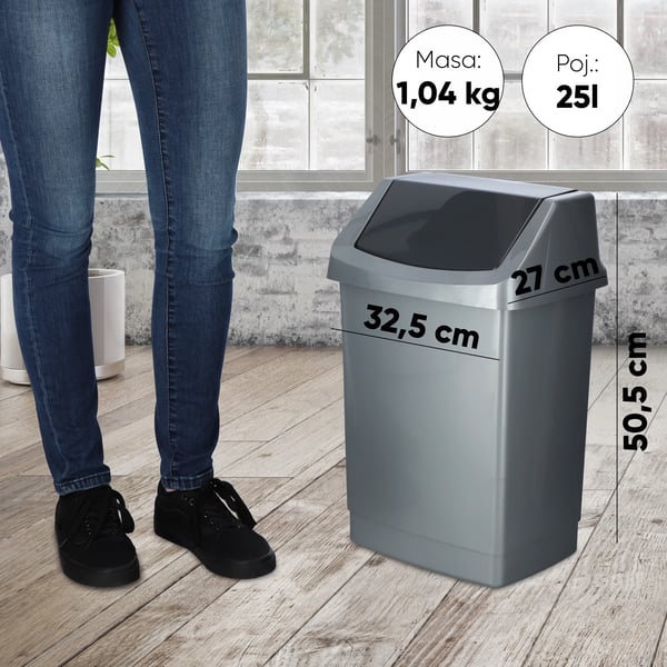 Skraldespand - Affaldsspand - 25 L - Grafit