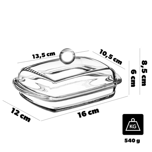 Smørboks - Smørdåse - Med Glaslåg - 16 cm - Klassisk