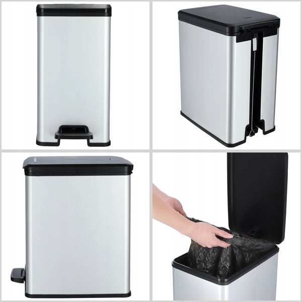 Pedalspand - Affaldsspand 25 L - Metal look - Med Pedal