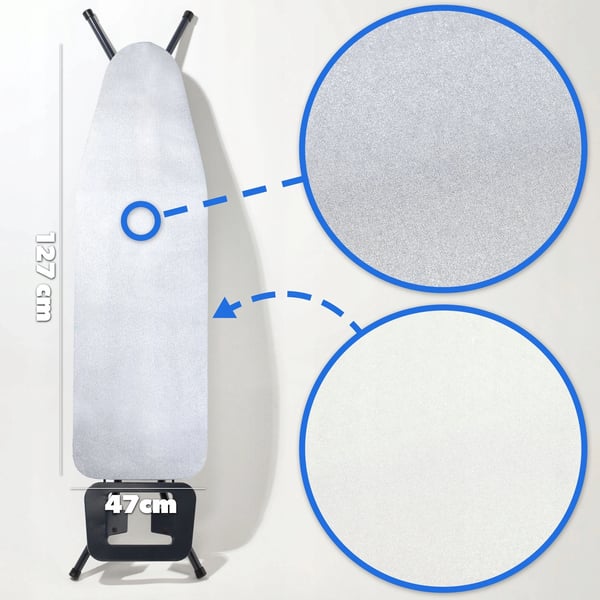 Strygebrætsbetræk - Betræk til strygebræt - 127 x 47 cm - PTFE non-stick-belægning - Varmebestandigt