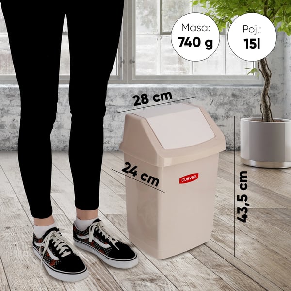 Skraldespand - Affaldsspand - Kapacitet 15 L - Beige