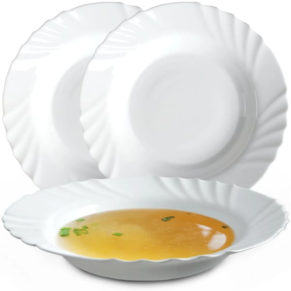 Suppetallerkensæt - Dybe tallerkener - 3 stk - 23 cm - Glas - Runde