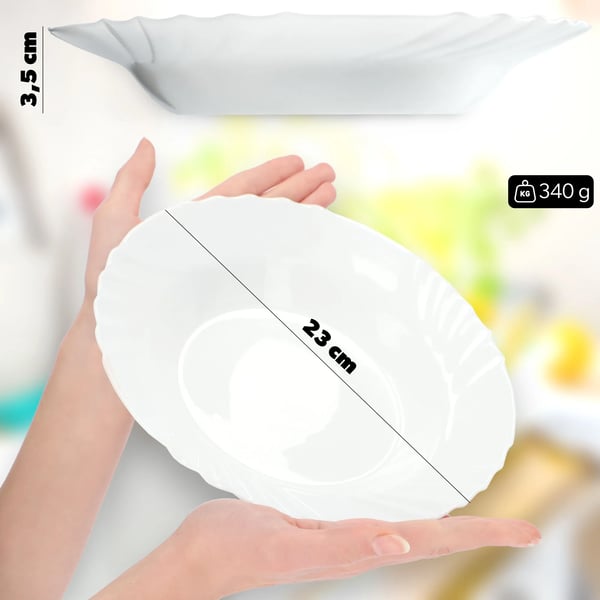 Suppetallerkensæt - Dybe tallerkener - 3 stk - 23 cm - Glas - Runde