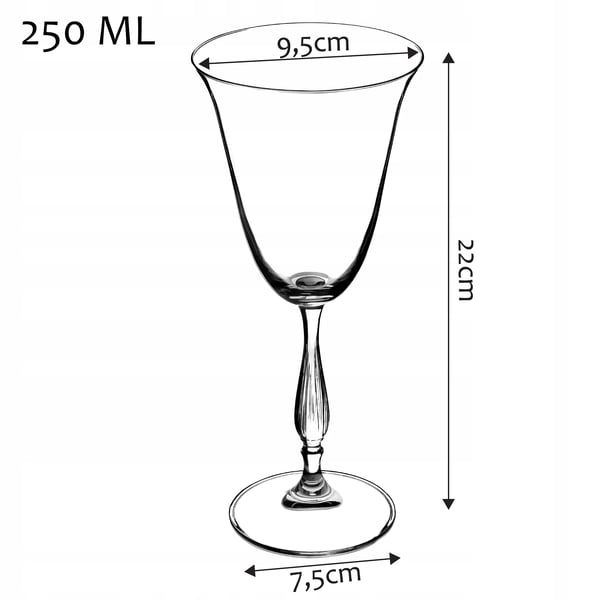 Vinglas - Sæt 6 stk - 250 ml pr. glas - Til rød- og hvidvin - FCM-certificerede