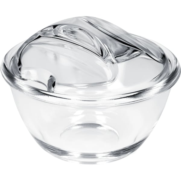 Sukkerkrukke i glas - Slikkrukke med låg - Elegant design - CE/EU-certificeret - Transparent