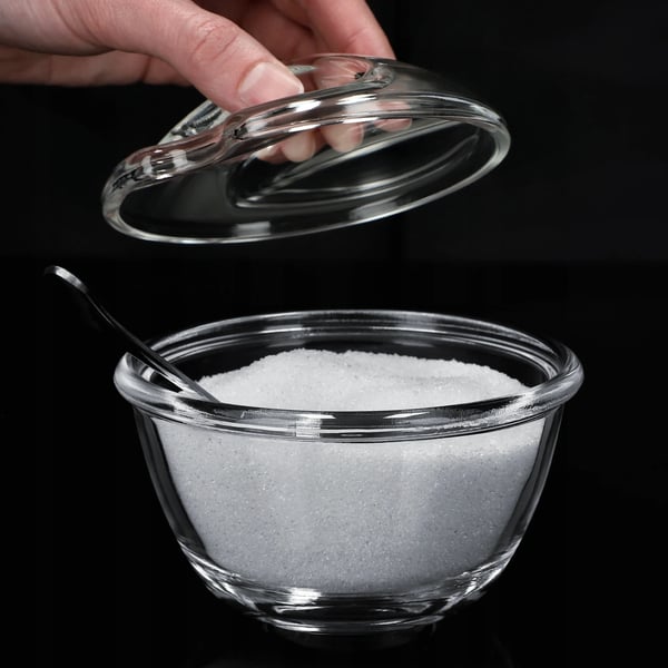 Sukkerkrukke i glas - Slikkrukke med låg - Elegant design - CE/EU-certificeret - Transparent