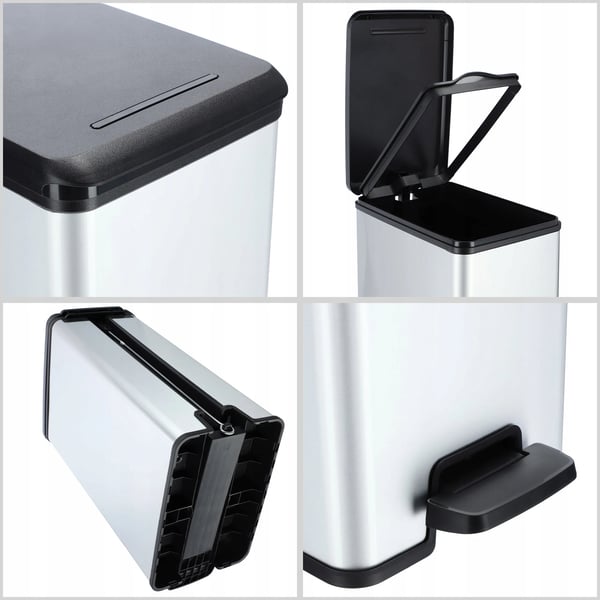 Pedalspand - Affaldsspand 40 l - Metalliseret Overflade - Med Pedal