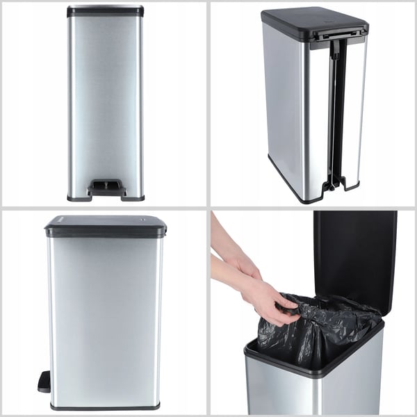Pedalspand - Affaldsspand 40 l - Metalliseret Overflade - Med Pedal