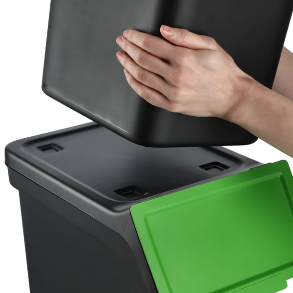 Affaldssorteringsspande - Skraldespand - 25 L - 3-Pak - Til Affaldssortering - Sort