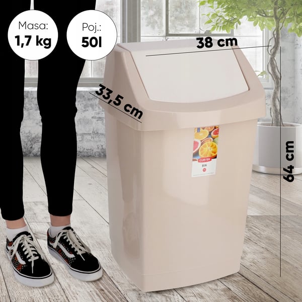 Skraldespand - Affaldsspand - Kapacitet 50 l - Beige
