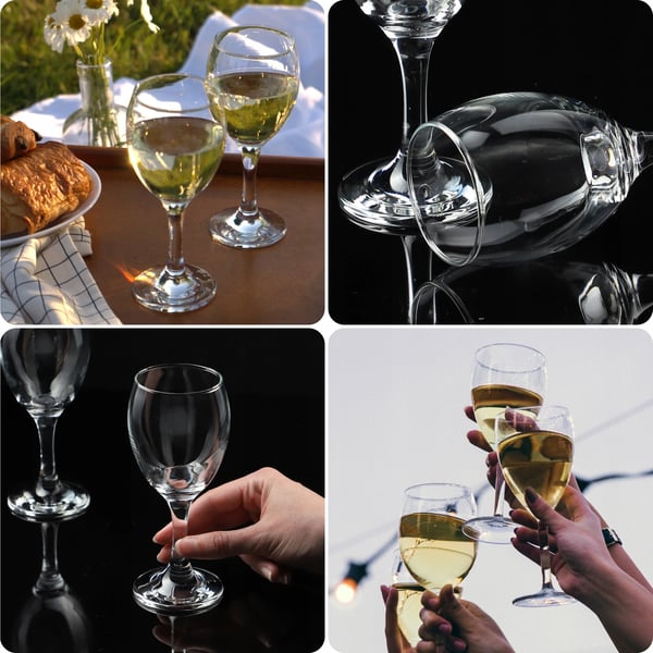 Hvidvinsglas - Sæt 6 stk - 245 ml - FCM-certificerede - Fremstillet i Polen