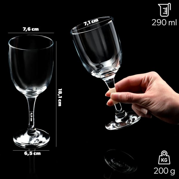 Vinglas - Sæt 6 stk - Kapacitet 290 ml pr. glas - Glas