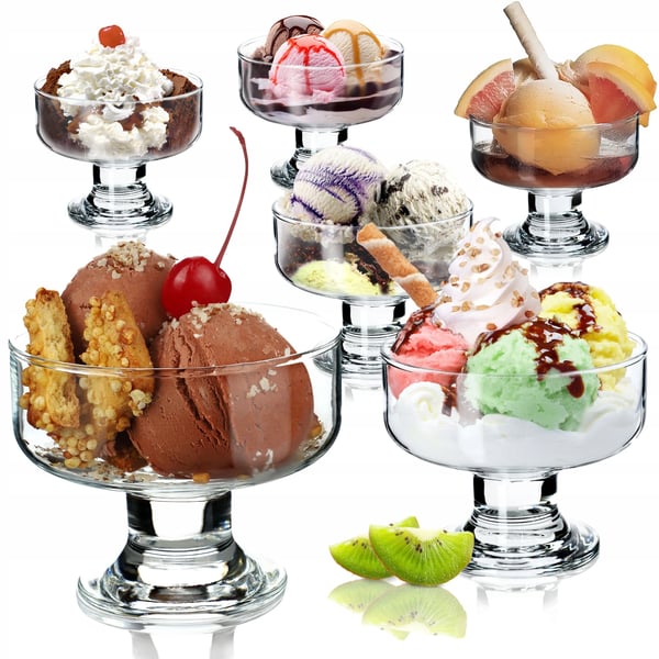 Is- og dessertskåle - Sæt 6 stk 180 ml - Rund form - Glas - Fødevaregodkendt FCM