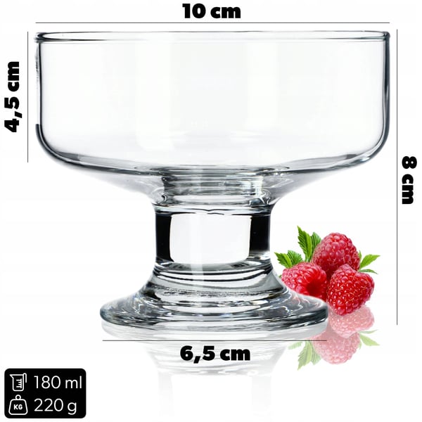 Is- og dessertskåle - Sæt 6 stk 180 ml - Rund form - Glas - Fødevaregodkendt FCM
