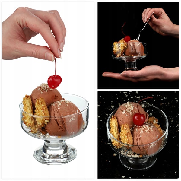 Is- og dessertskåle - Sæt 6 stk 180 ml - Rund form - Glas - Fødevaregodkendt FCM