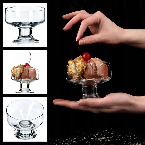 Is- og dessertskåle - Sæt 6 stk 180 ml - Rund form - Glas - Fødevaregodkendt FCM