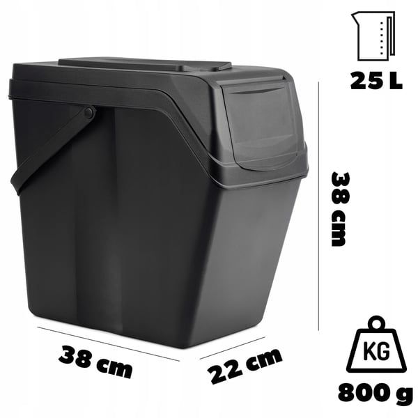 Soptunnor - Set för avfallssortering - 3-pack - 3×25 l