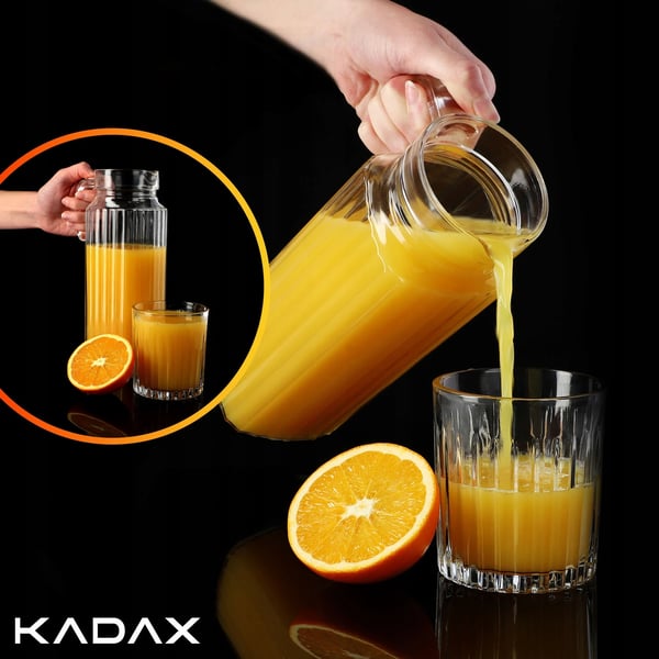 Kande og 6 glas sæt - Serveringssæt - Kande 1,1 l - Glas 360 ml - Til vand og juice - Sæt i 7 dele
