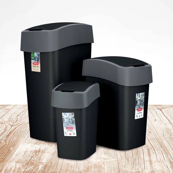 Skraldespand - Affaldsbeholder - 50 l Kapacitet - Robust Konstruktion - Til Affald - Sort