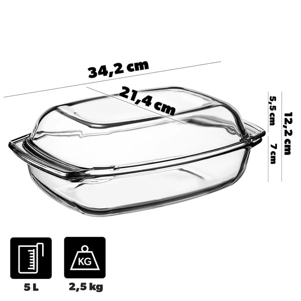 Ugnsform - Gratängform - Porslin - 5 l - Rektangulär - Med lock - Ugnssäker