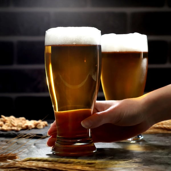 Ølkrus/ølglas - Sæt 6 stk - 565 ml - Glas - Brun