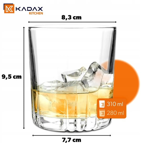 Drikkeglas - Sæt 6 stk - 280 ml - Glas - Whiskyglas og juiceglas - FCM-certificerede