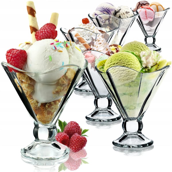 Dessertglas og isbægre - Sæt - 200 ml - 6 stk - Rund form - Glas - FCM-certificeret