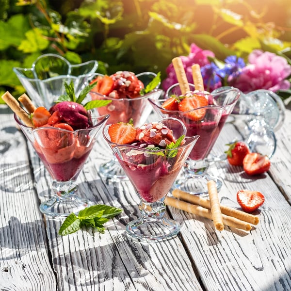 Dessertglas og isbægre - Sæt - 200 ml - 6 stk - Rund form - Glas - FCM-certificeret