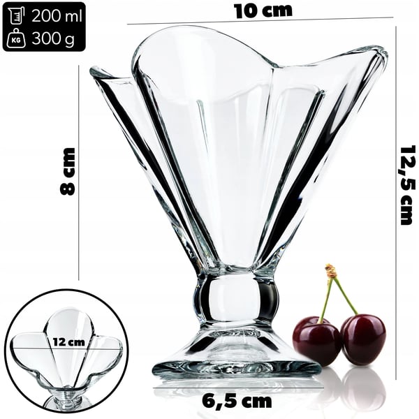 Dessertglas og isbægre - Sæt - 200 ml - 6 stk - Rund form - Glas - FCM-certificeret