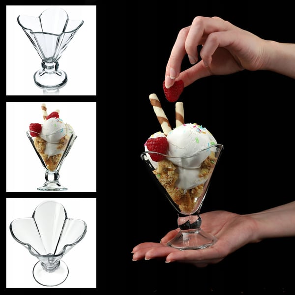 Dessertglas og isbægre - Sæt - 200 ml - 6 stk - Rund form - Glas - FCM-certificeret