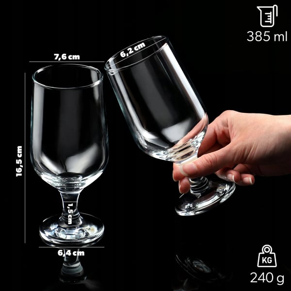 Ølglas - Pintglas - Volumen 385 ml - 6-pak - Fødevaresikker FCM - Brunt glas