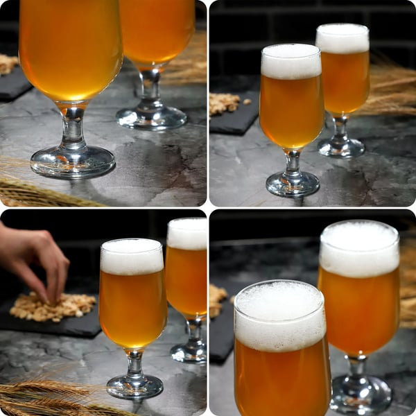 Ølglas - Pintglas - Volumen 385 ml - 6-pak - Fødevaresikker FCM - Brunt glas