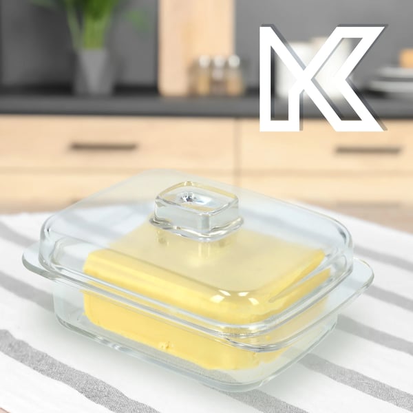 Smørboks - Smørkrukke i glas - Med låg - FCM-certificeret - Fremstillet i Polen