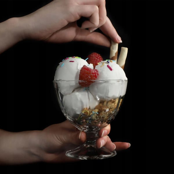 Dessertskåle i glas - 6-pak - 300 ml - Runde - Til is og dessert - Fødevaresikre (FCM)