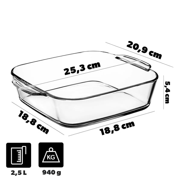 Ildfast fad - Gratinfad - 2,4 L - Firkantet - 25 cm - Keramik