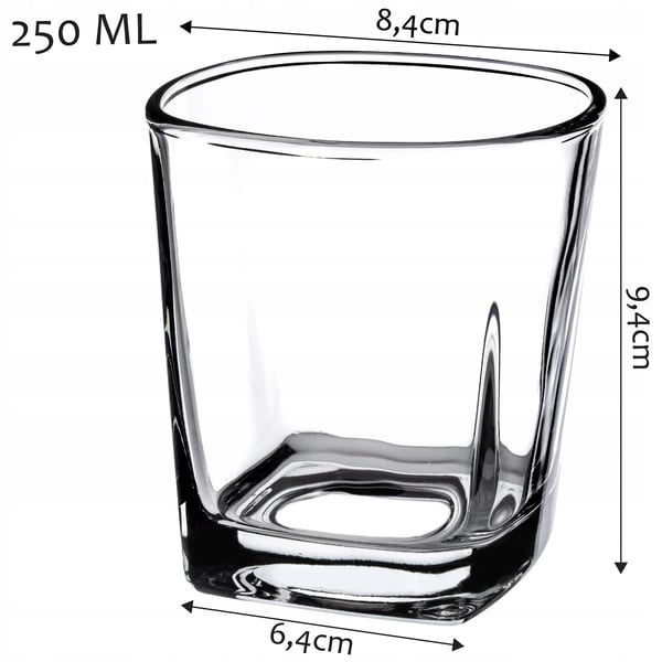 Drikkeglas - Whisky- og juiceglas - 12 stk 250 ml - Glas - FCM-certificeret