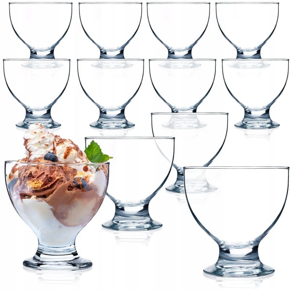 Dessertskåle - Glasskåle - Rund Form - 450 ml - Sæt med 12 - FCM-godkendte