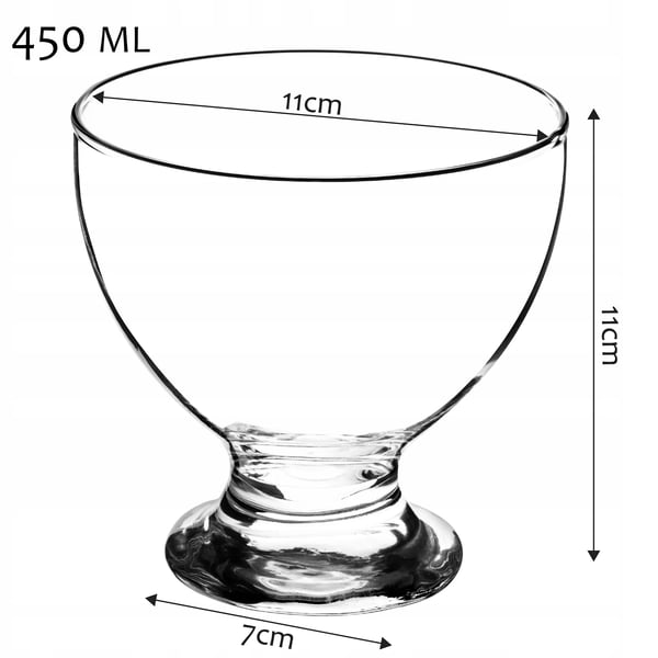 Dessertskåle - Glasskåle - Rund Form - 450 ml - Sæt med 12 - FCM-godkendte