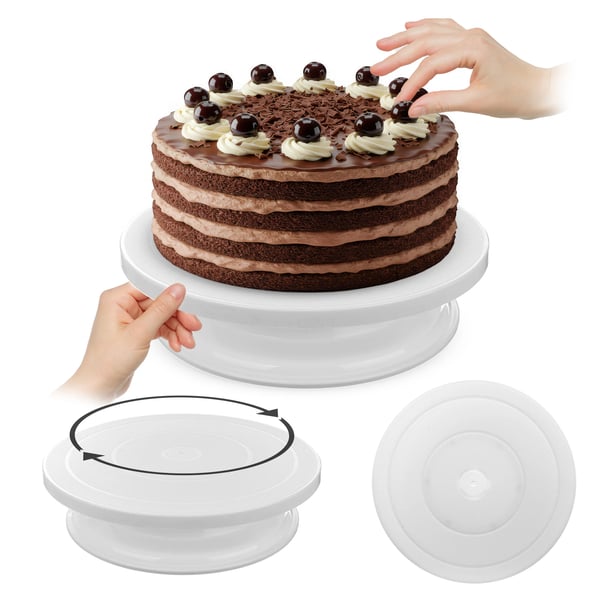Kagefad - Kagedrejeskive - Glas - Rund - 28 cm - Fødevaregodkendt - Hvid